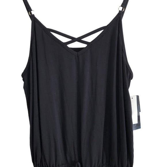 California Waves NWT Black Strappy Romper Swimsuit Cover Up Size Large - Picture 6 of 10